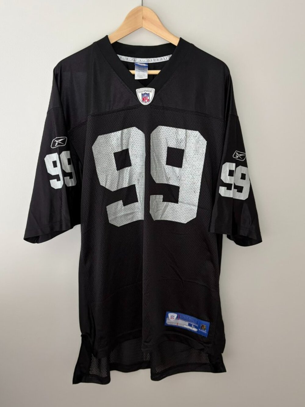 Vintage Reebok NFL Oakland Raiders Warren Sapp #99 Jersey Men's Large Black